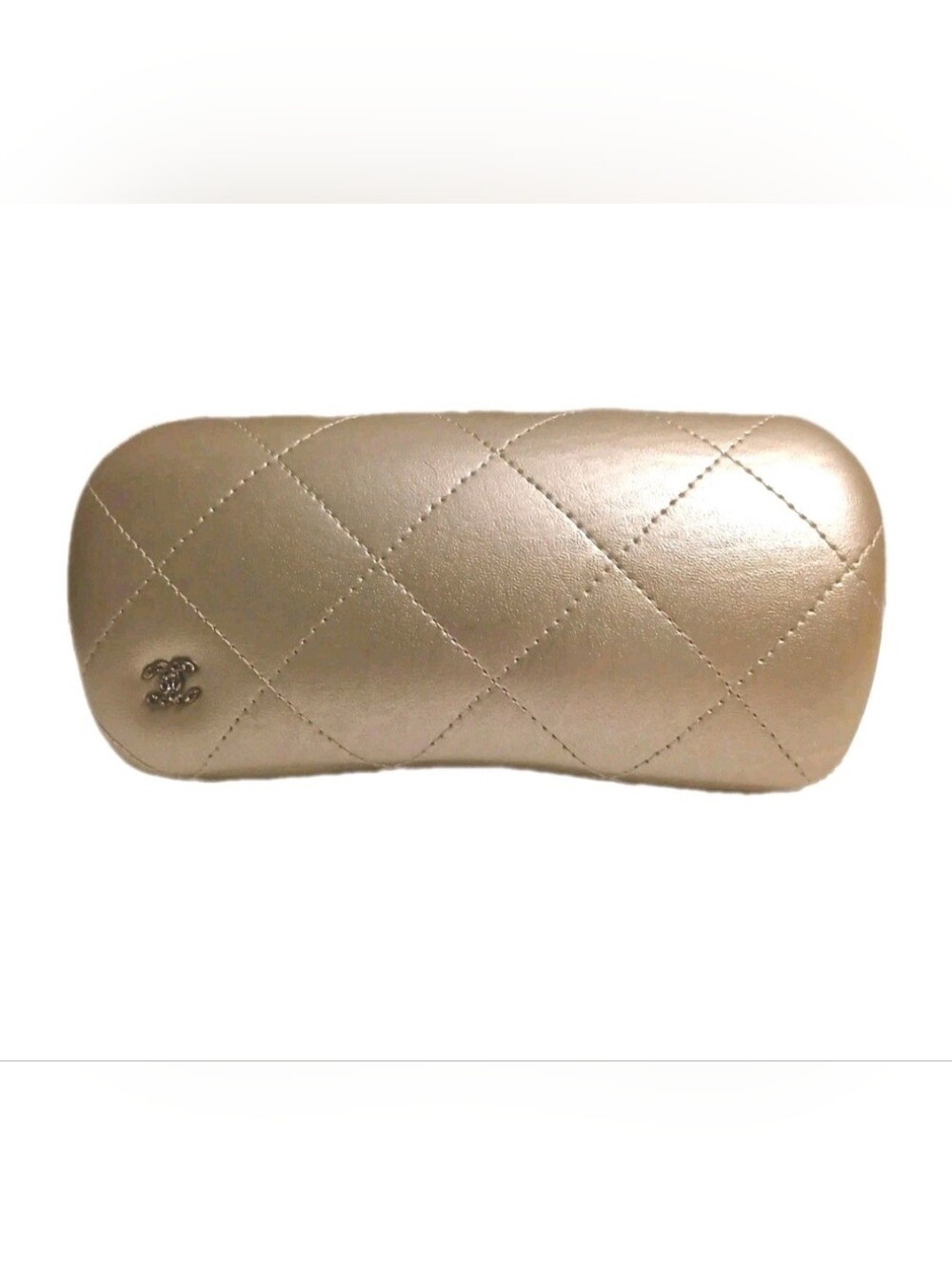 CHANEL Rare Metallic Champagne Sunglasses Case, Lenscloth, & Gift Box - Picture 8 of 8